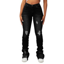High-Waisted Women's Denim Bell Bottom Pants Trendy Slim Fit Ripped Women's Jeans High-Waisted Women's Denim Bell Bottom Pants Trendy Slim Fit Ripped Women's Jeans