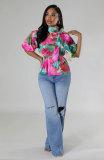 Spring Summer Women's Round Neck Fashion Casual Shirt