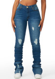 High-Waisted Women's Denim Bell Bottom Pants Trendy Slim Fit Ripped Women's Jeans