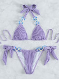 Side Strap Accessories Sexy Low Back Solid Color Halter Neck Beach Bikini