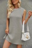 Spring Summer Women's Solid Color Round Neck Knitting Dress
