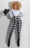 Spring Printed Long-Sleeved Slim Fit Women's Strap Casual Two Piece Pants Set
