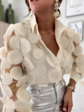 See-Through Mesh Embroidered Long Sleeve Shirt