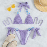 Side Strap Accessories Sexy Low Back Solid Color Halter Neck Beach Bikini