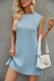 Spring Summer Women's Solid Color Round Neck Knitting Dress
