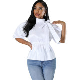 Spring Summer Women's Round Neck Fashion Casual Shirt