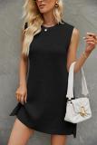 Spring Summer Women's Solid Color Round Neck Knitting Dress