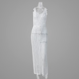 Holidays Crochet Beach Cover-Up Hollow Low Back Knitting Dress