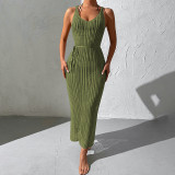 Holidays Crochet Beach Cover-Up Hollow Low Back Knitting Dress