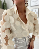 See-Through Mesh Embroidered Long Sleeve Shirt