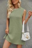 Spring Summer Women's Solid Color Round Neck Knitting Dress