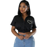 Spring Summer Fashion Casual Short Sleeve Crop Women's Shirt