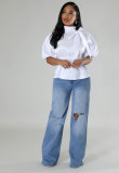 Spring Summer Women's Round Neck Fashion Casual Shirt
