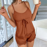 Women Suspenders Top and Shorts Sexy Pajamas Home Wear Two-piece Set
