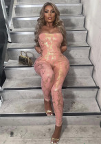 Women's Spring Fashion Yoga High Waist Shiny Slim Fit Sleeveless Jumpsuit Women's Spring Fashion Yoga High Waist Shiny Slim Fit Sleeveless Jumpsuit