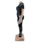 Plus Size Women's Sports Tight Fitting Yoga Two Piece Pants Set