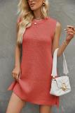 Spring Summer Women's Solid Color Round Neck Knitting Dress