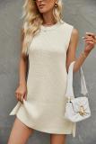Spring Summer Women's Solid Color Round Neck Knitting Dress
