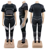 Plus Size Women's Sports Tight Fitting Yoga Two Piece Pants Set