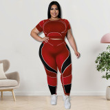 Plus Size Women's Sports Tight Fitting Yoga Two Piece Pants Set
