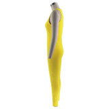 Women Solid Stretch Sleeveless Sexy Round Neck Jumpsuit