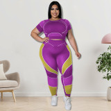 Plus Size Women's Sports Tight Fitting Yoga Two Piece Pants Set