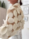 See-Through Mesh Embroidered Long Sleeve Shirt
