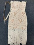 Women knitting sleeveless Strapless Lace white dress