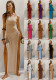 Strap High Slit Beach Holidays Knitting Dress