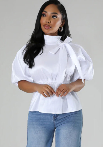 Spring Summer Women's Round Neck Fashion Casual Shirt