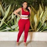 Women summer sexy vest and trousers Patchwork sports two-piece set