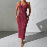 Holidays Crochet Beach Cover-Up Hollow Low Back Knitting Dress