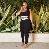 Women summer sexy vest and trousers Patchwork sports two-piece set
