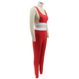 Women summer sexy vest and trousers Patchwork sports two-piece set