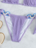 Side Strap Accessories Sexy Low Back Solid Color Halter Neck Beach Bikini
