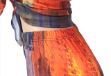 Women Turndown Collar Long Sleeve Printed Casual Two-piece Set