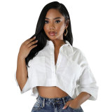 Spring Summer Fashion Casual Short Sleeve Women's Loose Shirt