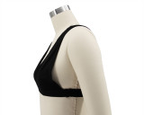 Women Solid Sling Elastic Casual Sports Two-piece Set