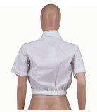 Spring Summer Fashion Casual Short Sleeve Crop Women's Shirt