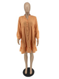 Women Ruffle Sleeve Loose Dress