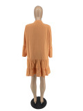 Women Ruffle Sleeve Loose Dress