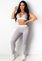 Women Solid Sling Elastic Casual Sports Two-piece Set Women Solid Sling Elastic Casual Sports Two-piece Set