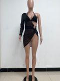 Skirt Summer Women's Sequin Bra Long Sleeve Low Back Dress Nightclub Two Piece Set