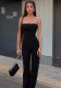Women Spring Summer Chic Solid Strapless Jumpsuit