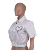 Spring Summer Fashion Casual Short Sleeve Crop Women's Shirt