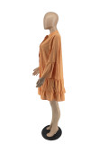 Women Ruffle Sleeve Loose Dress