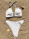 Women BikiniSolid Sexy Lace-Up Swimwear