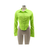 Sexy Solid Color Slim Fit Long Sleeve Shirt