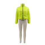Women Solid Zipper Warm Padding Jacket