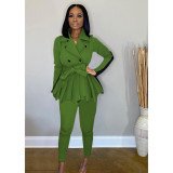 Women Color Block Long Sleeve Jacket and Pant Casual Two Piece Set